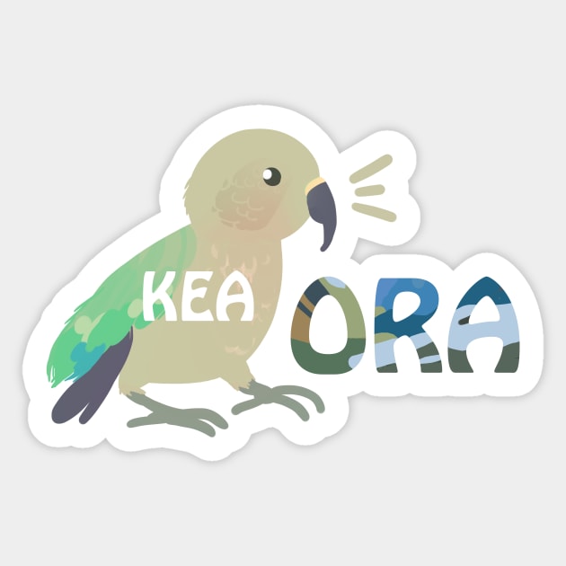 Kea Ora Kea Kia Ora New Zealand Bird Greeting Maori Pun Sticker by yellowpomelo